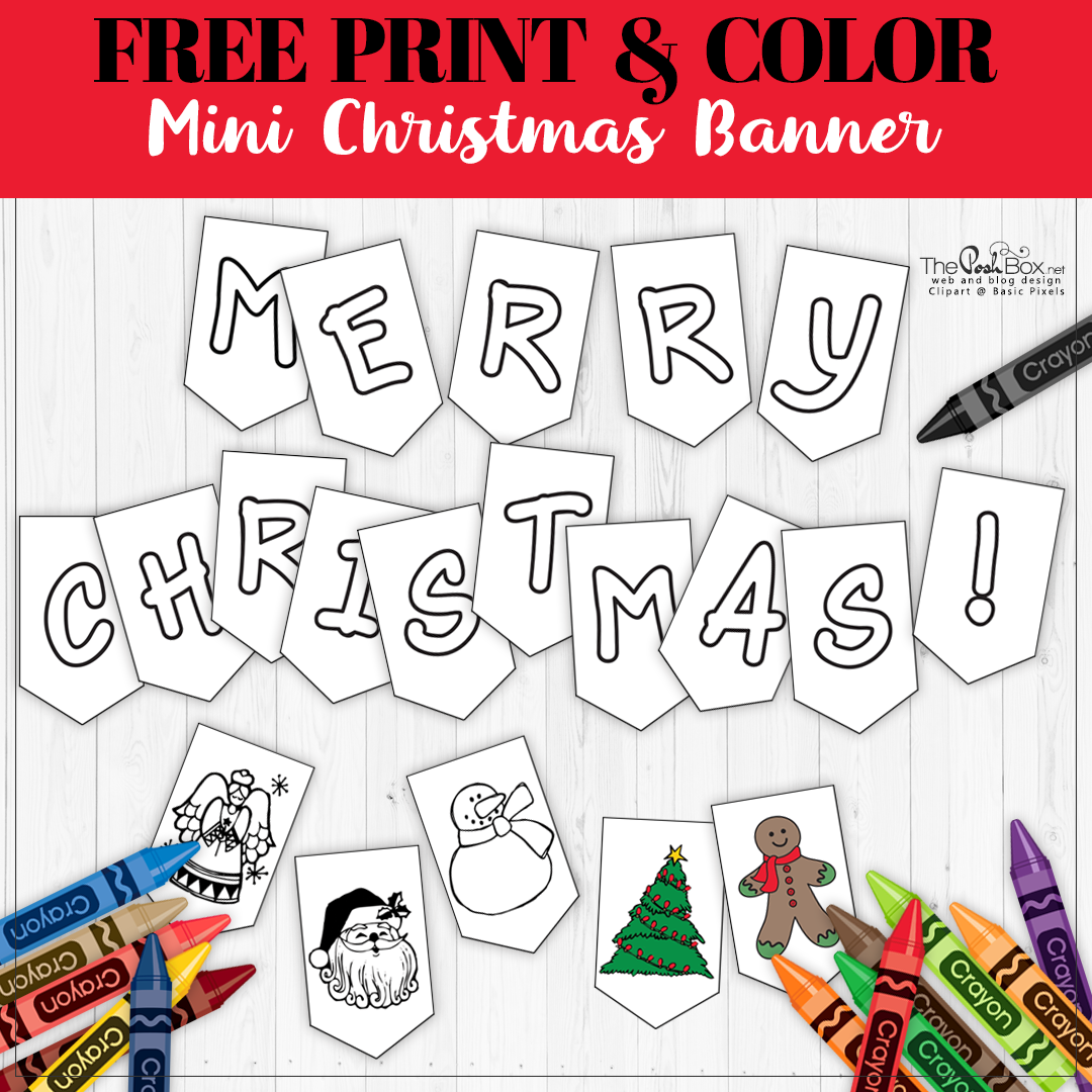 Mini Merry Christmas Banner Freebie – Print & Color