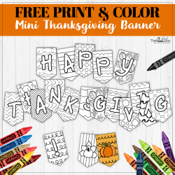 Thanksgiving Mini Banner Color and Print Page