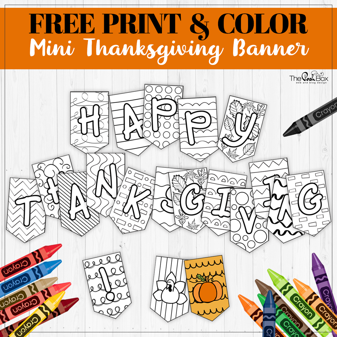 Mini Thanksgiving Banner Freebie – Print & Color