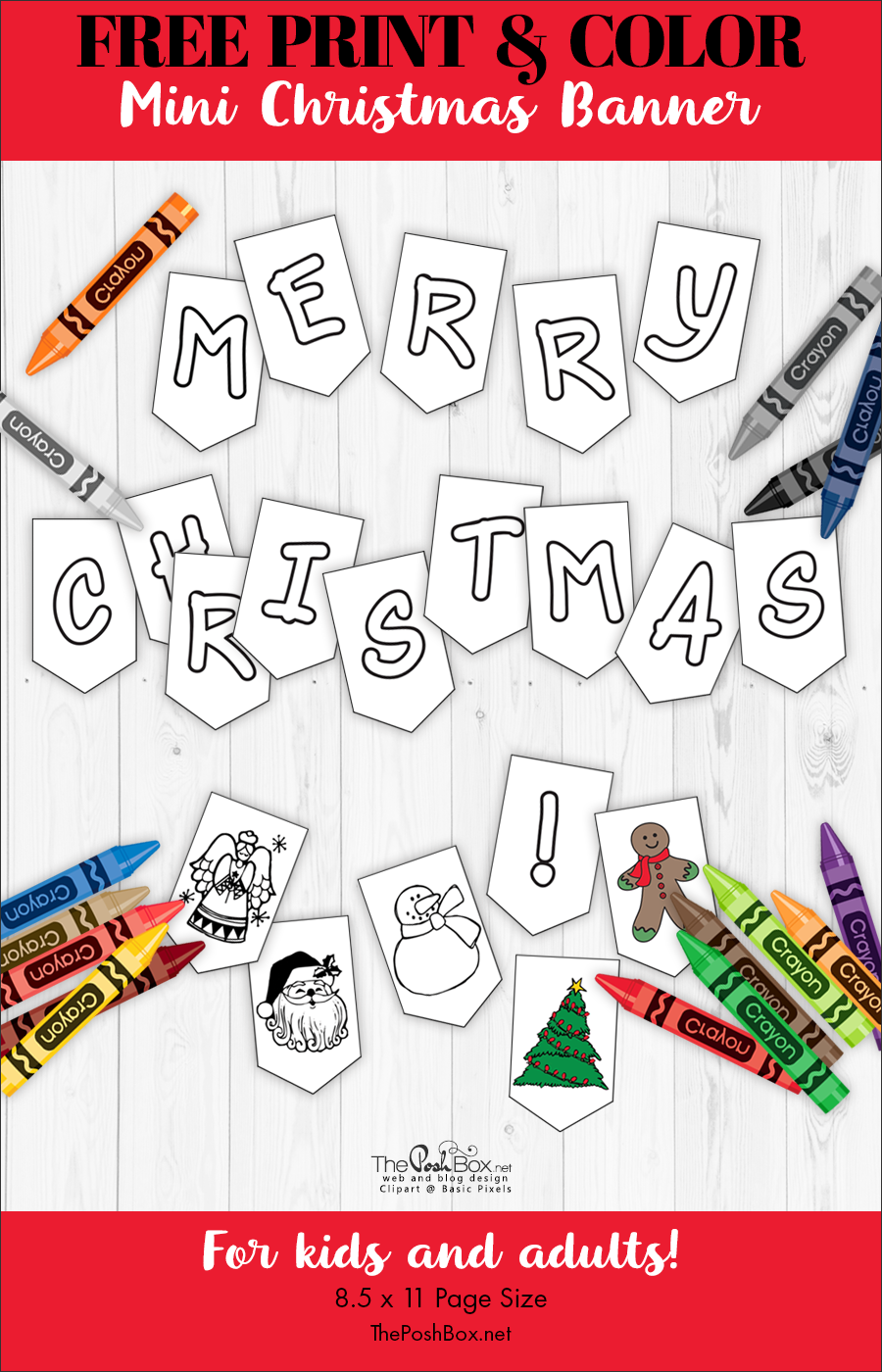 Merry Christmas Mini Banner Coloring Page