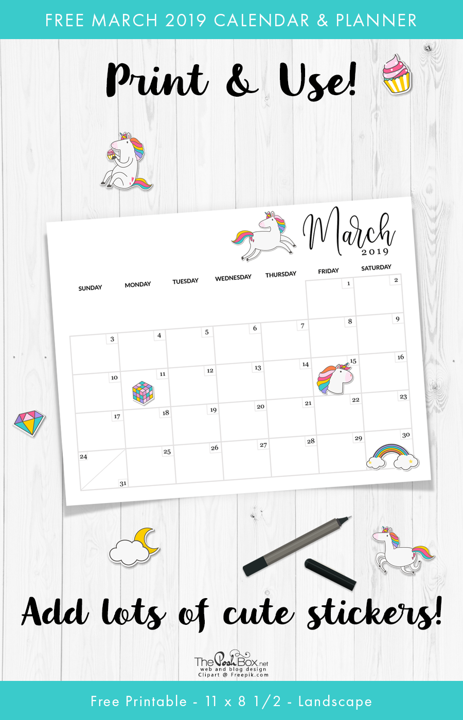 Free March 2019 Calendar & Planner